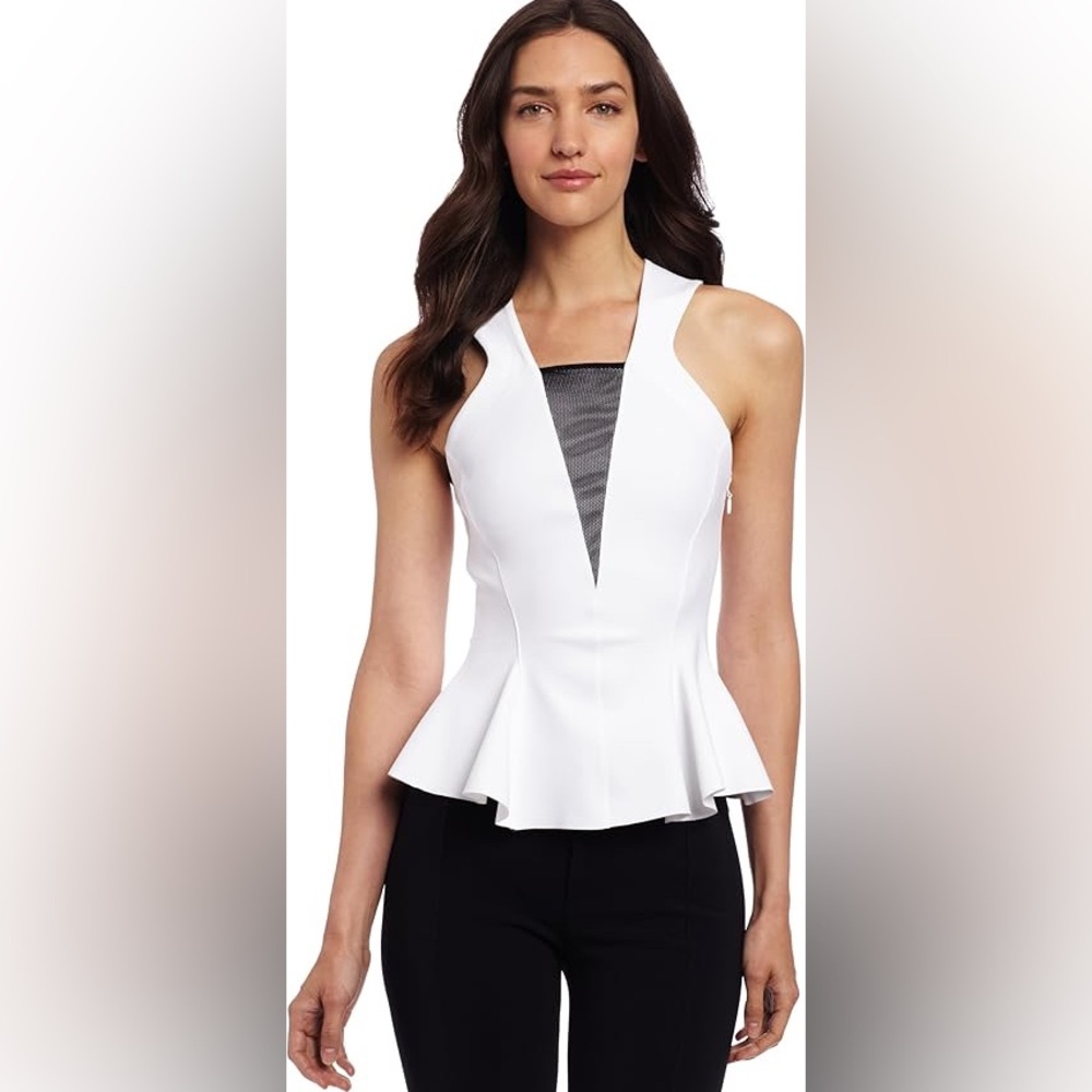 ROBERT RODRIGUEZ | Women's Bonded Techno Flounced Top Sz US 6